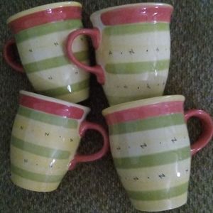 4 tea/coffee cups Pistoulet By Jane Kolpen Pfaltzgraff pottery Stamped #135